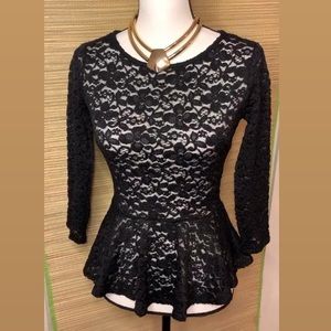 Sheer Lace Black Mid Sleeve Top 🖤✨
